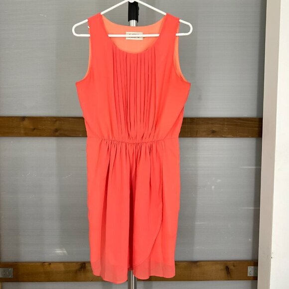 NWOT (Plenty) Propaganda Coral Pleated Tulip Wrap Hem Sleeveless Midi Dress Sz M - Picture 1 of 10